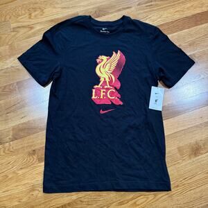 Nike Liverpool Football Club Center Swoosh Soccer T-Shirt Mens Small Black NWT
